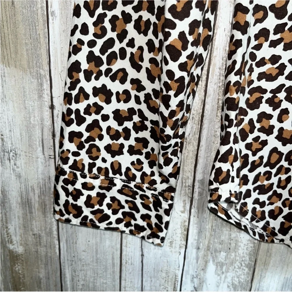 Talbots Leopard Print Cotton Button Down - Picture 4 of 5
